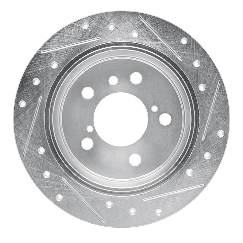 Lexus ES300 Brake Rotor (1) - Rear Left - R1 Concepts - Drilled & Slotted - Silver - `92-`03